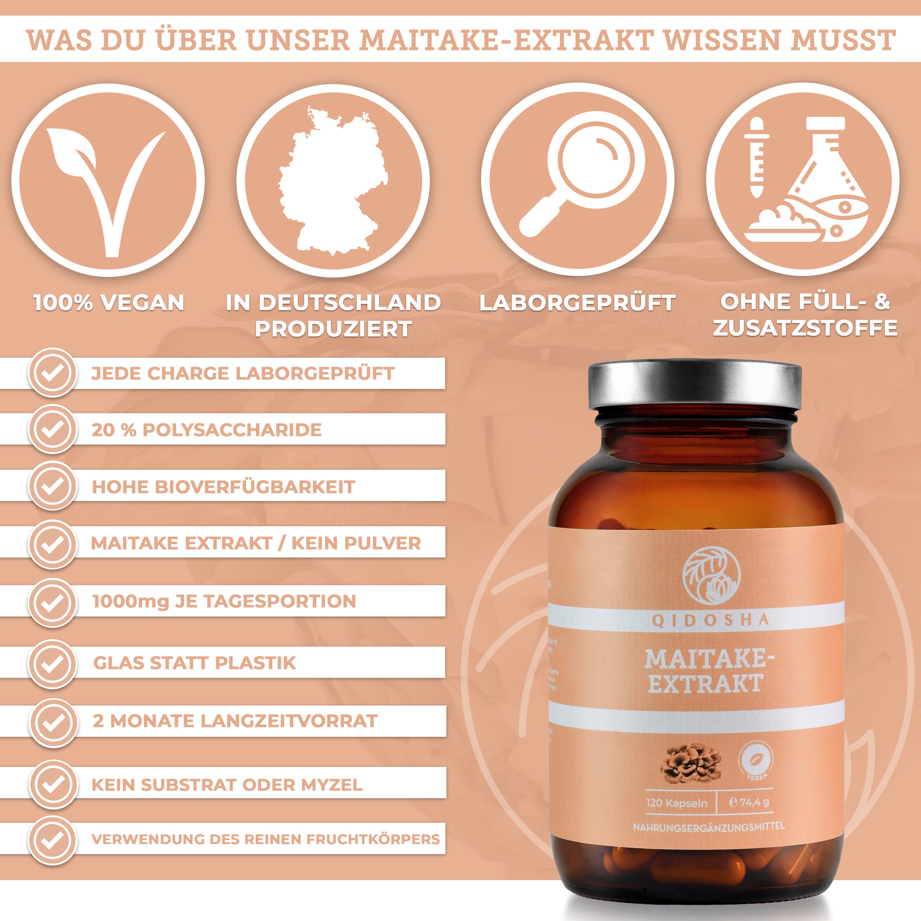 Maitake Extrakt Kapseln hochdosiert online kaufen QIDOSHA