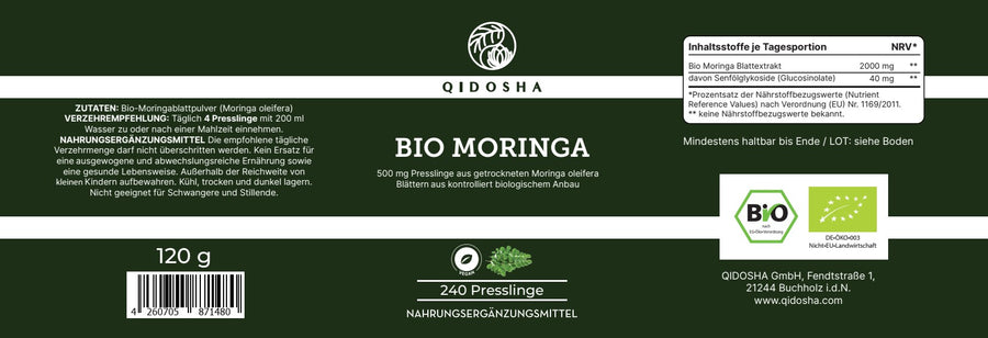 Bio Moringa Presslinge im Glas