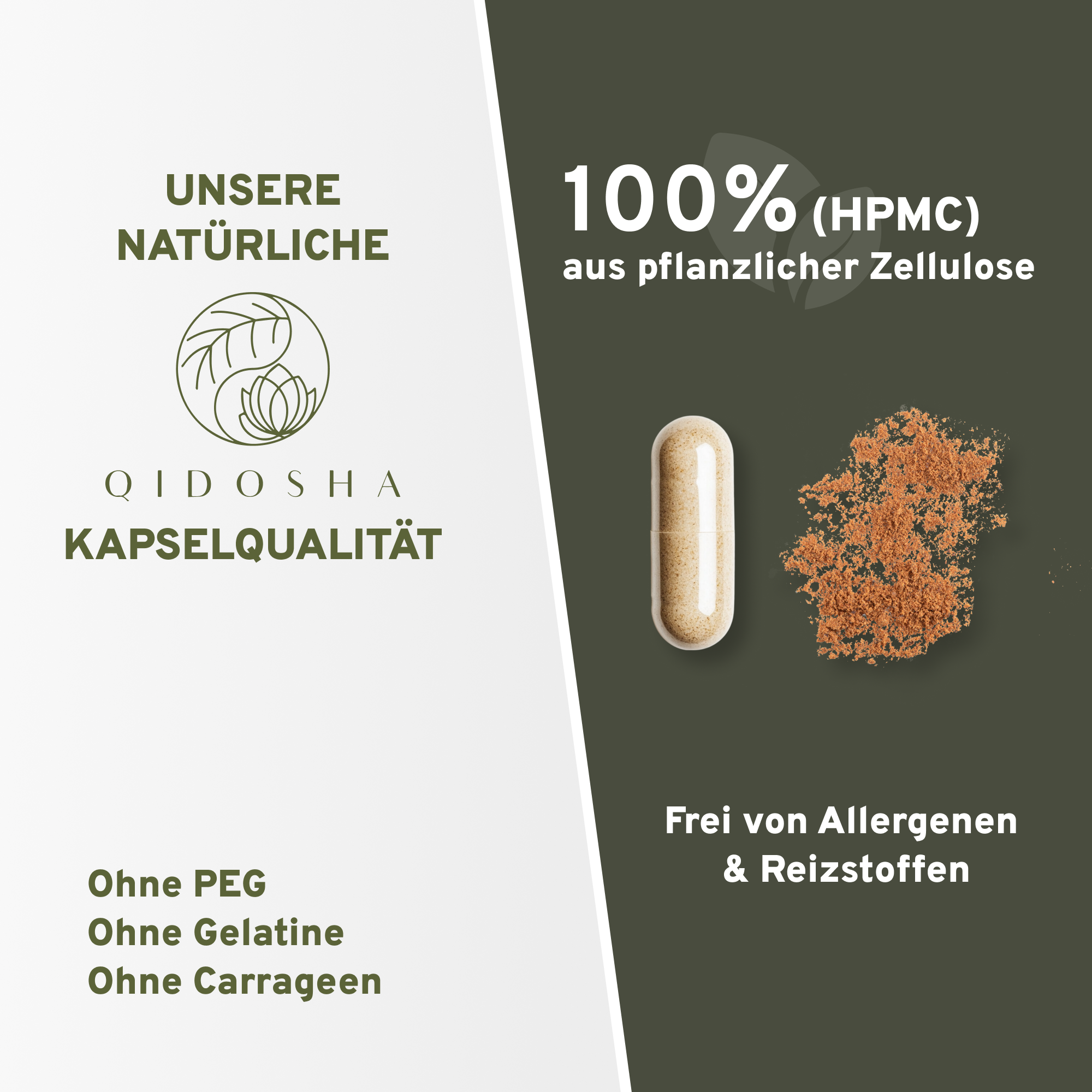 QIDOSHA Brokkoli Extrakt mit 13% Sulforaphan in Premium-Qualität: Amber-Glasflasche mit 180 veganen Kapseln, laborgeprüft und ohne Zusatzstoffe.