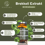QIDOSHA Brokkoli Extrakt mit 13% Sulforaphan in Premium-Qualität: Amber-Glasflasche mit 180 veganen Kapseln, laborgeprüft und ohne Zusatzstoffe.