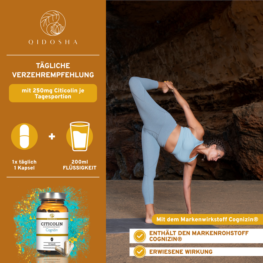 Cognizin® Citicolin: Premium Nahrungsergänzung in Glasverpackung, hochdosiert mit 500mg pro Kapsel für kognitive Gesundheit. Enthält Markenrohstoff, laborgeprüfte Qualität, ohne Zusatzstoffe. Vegan, nachhaltig.