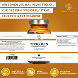 Cognizin® Citicolin von QIDOSHA: Premium-Nahrungsergänzungsmittel in Glas, 90 vegane Kapseln, hohe Reinheit, ohne Füllstoffe, unterstützt kognitive Funktionen und Stoffwechsel, laborgeprüft.