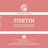 QIDOSHA Fisetin - ab Dezember 2025 verfügbar: Premium-Nahrungsergänzungsmittel mit Fisetin und Piperin. 120 vegane Kapseln, laborgeprüfte Qualität, ohne Zusatzstoffe. Empfohlene Einnahme: 1 Kapsel täglich.