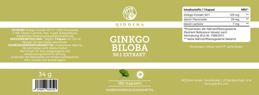 Ginkgo extract in a glass