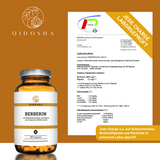 QIDOSHA Premium-Nahrungsergänzungsmittel: Berberin aus Berberitzenextrakt mit Piperin als Bioenhancer. 180 Kapseln, laborgeprüft, ohne Füllstoffe, in nachhaltigem Glas.
