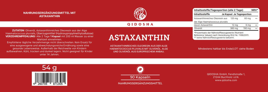 Astaxanthin & olive oil from European cultivation in a glass