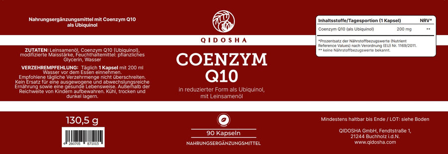 Coenzyme Q10 as UBIQUINOL with linseed oil in a glass