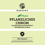 QIDOSHA Phyto Pflanzliches Chrom aus Bio Moringa, 180 vegane Kapseln. Premium, laborgeprüfte Qualität, ohne Füllstoffe. Unterstützt Energiestoffwechsel, Knochen und Zellschutz. Bio-zertifiziert, in Deutschland hergestellt.