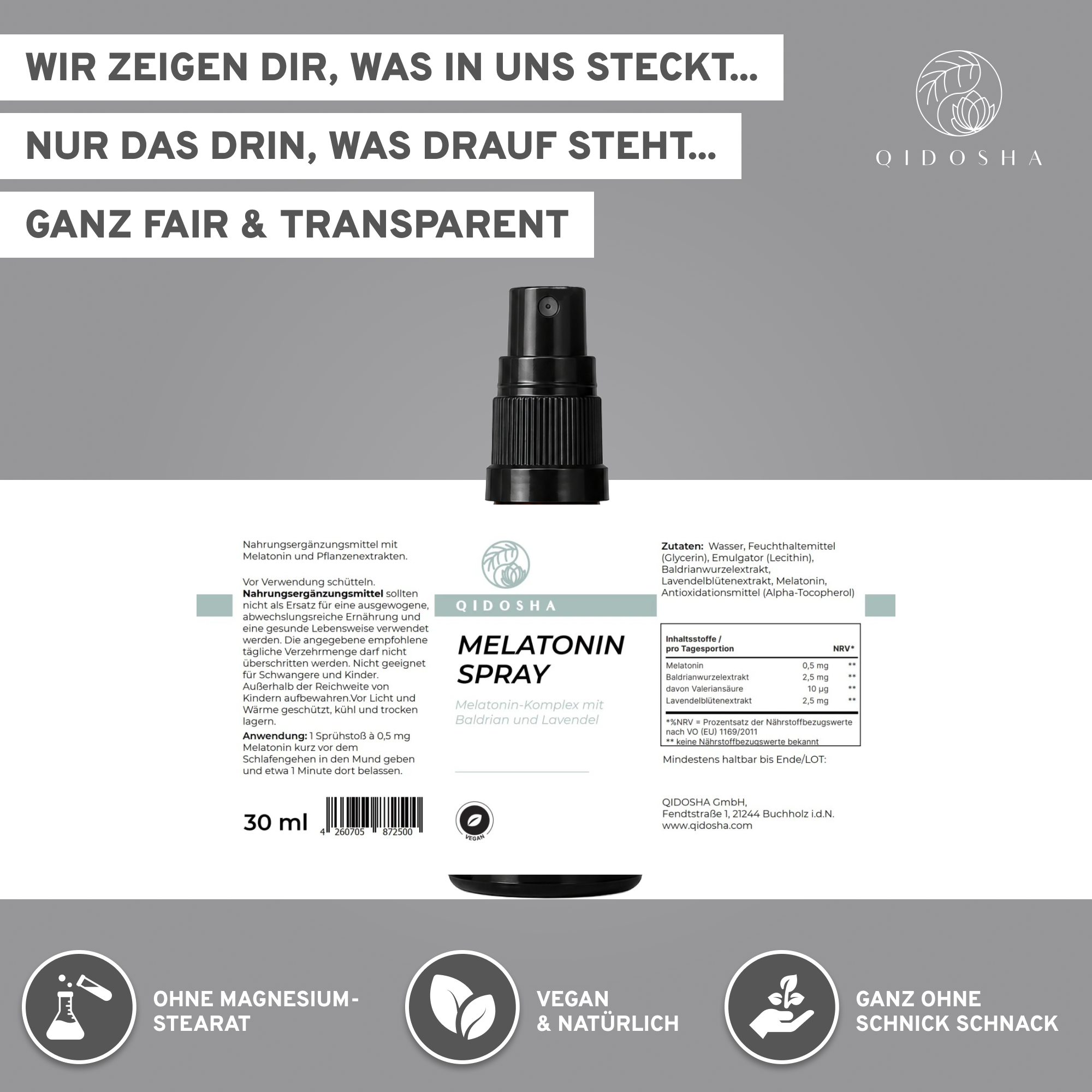 Melatonin Komplex - Spray mit Baldrian und Lavendel - 30 ml