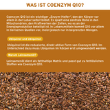 Coenzym Q10 170mg mit Leinsamenöl Softgel-Kapseln: Premium, laborgeprüfte Qualität, vegan, ohne Zusatzstoffe, optimale Bioverfügbarkeit durch Leinsamenöl, hergestellt in Deutschland.