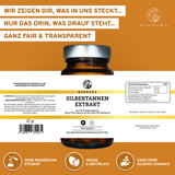 Silbertannen-Extrakt Kapseln von QIDOSHA, Premium-Nahrungsergänzungsmittel, vegan, ohne Füllstoffe, 90 Kapseln, laborgeprüft, hoher Polyphenolgehalt, nachhaltig in Glasflasche verpackt.