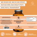 QIDOSHA Grapefruitkernextrakt: Premium-Nahrungsergänzungsmittel, 180 vegane Kapseln, hoher Naringin-Gehalt, laborgeprüfte Qualität, ohne Füllstoffe. True Clean Label. Nachhaltiges Glas.