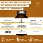 QIDOSHA Taxifolin (Dihydroquercetin) in Premiumqualität, vegan, reine Lärchenextrakt-Kapseln im Braunglas, ohne Zusatzstoffe, hohe labortestierte Reinheit, nachhaltige Verpackung, 120 Kapseln.