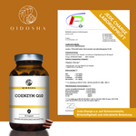QIDOSHA Coenzym Q10 170mg mit Leinsamenöl Softgel-Kapseln: Premium, laborgeprüft, vegan, ohne Zusatzstoffe, für optimale Bioverfügbarkeit und Energieproduktion. Nachhaltige Glasverpackung, 90 Kapseln.