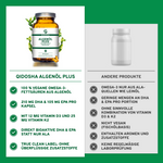 QIDOSHA Algenöl Plus: Premium veganes Omega-3 aus Algen, ergänzt mit Vitaminen D3 und K2, bietet hohe, laborgeprüfte Qualität ohne Zusatzstoffe.