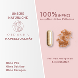 Weisse Maulbeere Extrakt mit 5% 1-Deoxynojirimycin (DNJ) in transparenter veganer Kapsel, laborgeprüft, höchste Qualität, ohne Füllstoffe, in nachhaltigem Glas, QIDOSHA Premium.