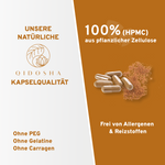 Qidosha Cistus Incanus Extrakt: Premium vegane Kapseln aus pflanzlicher Zellulose, ohne Gelatine oder Carrageen, allergenfrei, laborgeprüft, in nachhaltigem Glas, hoher Polyphenolgehalt.