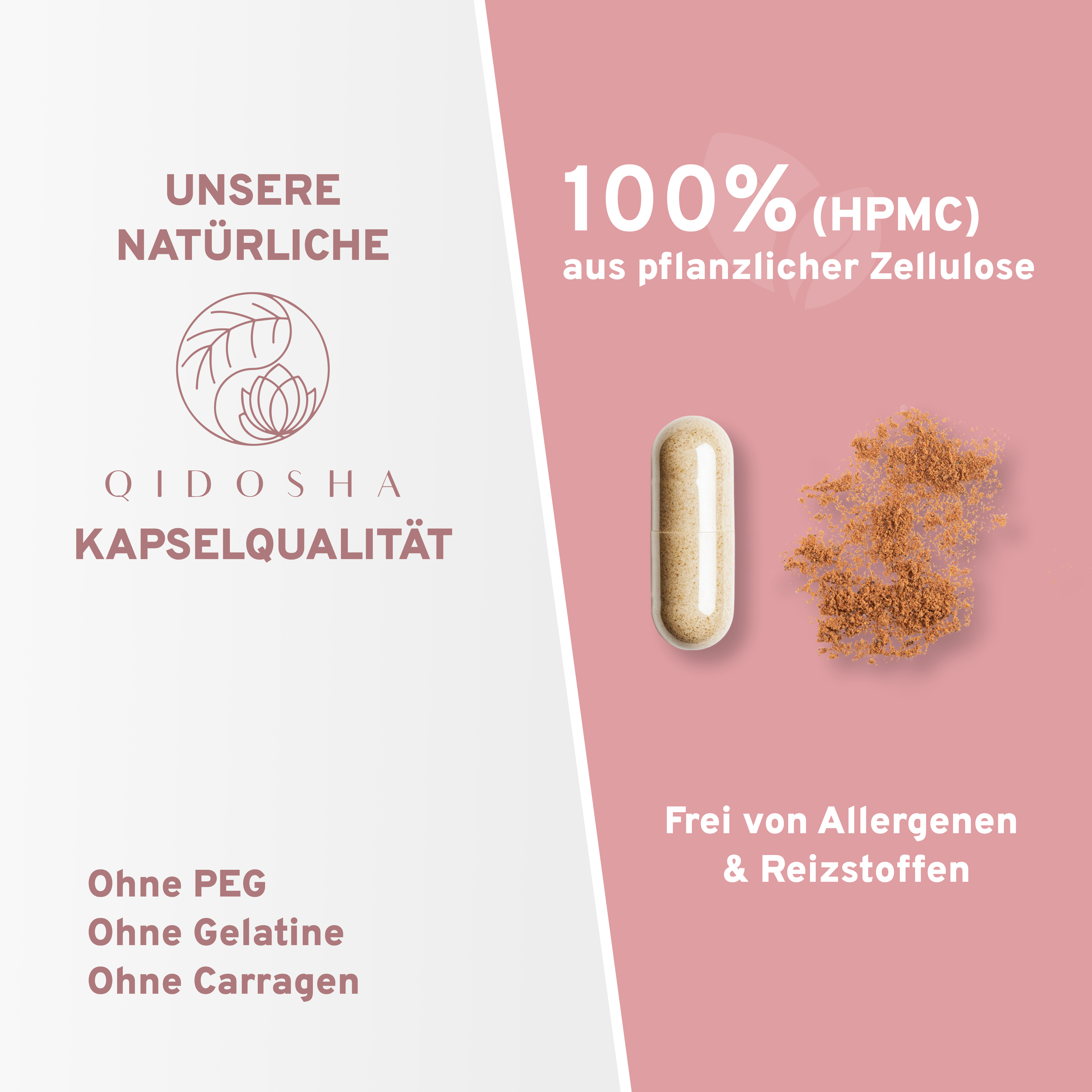 Qidosha Rosskastanie, Rotes Weinlaub, Acerola Kapseln; pflanzlich, laborgeprüft, frei von Zusatzstoffen, in nachhaltigem Glas. Premium-Qualität mit natürlichen Extrakten und Vitamin C.