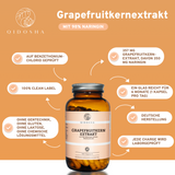 Grapefruitkernextrakt-Kapseln von QIDOSHA, mit 98% Naringin, 180 Kapseln, laborgeprüft, ohne Zusatzstoffe, Premium-Qualität, in nachhaltigem Glas, hergestellt in Deutschland.