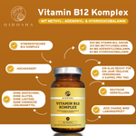Vitamin B12 Komplex Tabletten im braunen Glas, 365 Tabletten, mit Methylcobalamin, Adenosylcobalamin, Hydroxocobalamin; hochdosiert, laborgeprüft, ohne Füllstoffe, hergestellt in Deutschland.