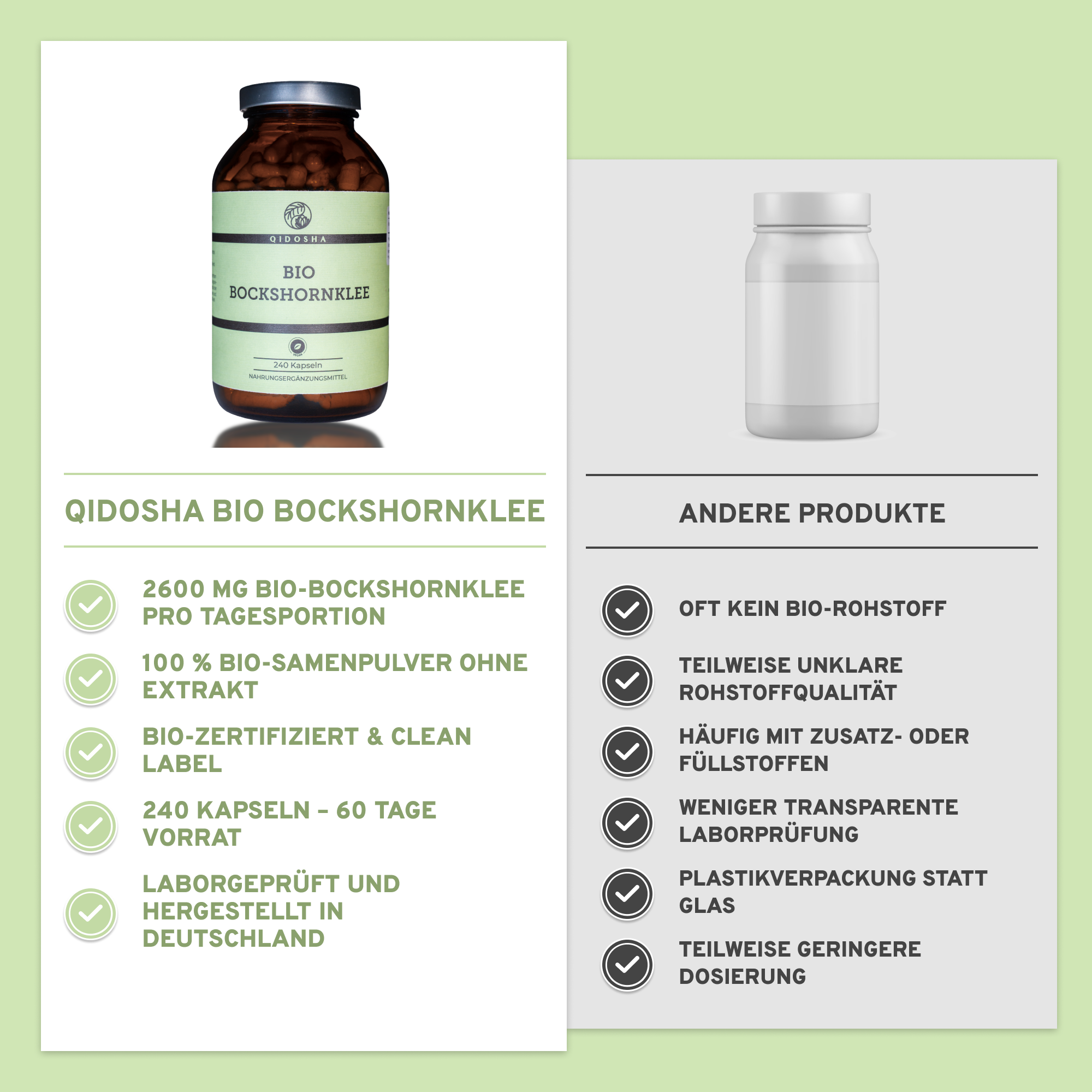 Bio Bockshornklee - 240 Kapseln in Premium Qualität - Apothekerglas - Clean Label - hochdosiert