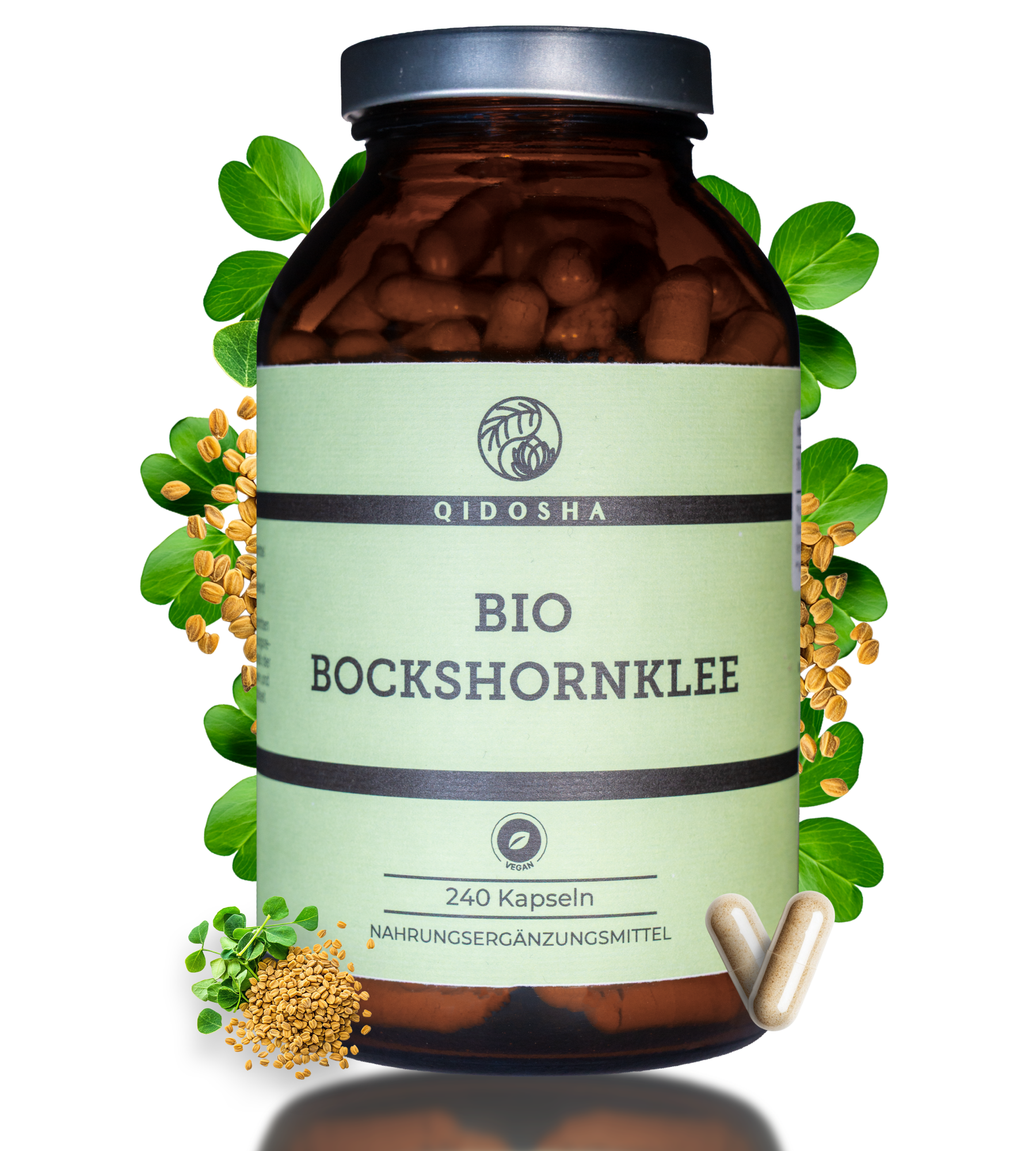 Bio Bockshornklee - 240 Kapseln in Premium Qualität - Apothekerglas - Clean Label - hochdosiert