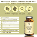Polyporus (Eichhase) Extrakt von Qidosha: Hochdosierte, laborgeprüfte Premium-Kapseln mit 30% Polysacchariden, ohne Zusatzstoffe, in nachhaltigem Braunglas, 100% vegan.