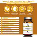Coenzym Q10 als Ubiquinol mit dem Markenrohstoff von KANEKA®, 100 mg pro Kapsel, vegan, laborgeprüft, Glasverpackung, ohne Zusatzstoffe, hohe Bioverfügbarkeit, Premium-Qualität.