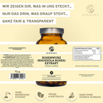 QIDOSHA Rosenwurz (Rhodiola Rosea) Extrakt Kapseln in Premiumqualität, vegan, ohne Füllstoffe, laborgeprüft. 120 Kapseln im Glas, hoher Gehalt an Rosavin und Salidrosid.