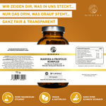 Manuka & Propolis Komplex von QIDOSHA: 120 vegane Kapseln mit Flavoxale®, Propolis, Manuka-Honig MGO100+, ohne Zusatzstoffe, Premium-Nahrungsergänzung, laborgeprüft, in Apothekergläsern.