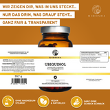 Coenzym Q10 als Ubiquinol mit dem Markenrohstoff von KANEKA®, 90 vegane Kapseln, Premium-Nahrungsergänzungsmittel ohne Füllstoffe, hohe Bioverfügbarkeit, laborgeprüft, in nachhaltigem Glas.