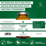 Algenöl Plus: Premium Omega-3-Fettsäuren aus Algen mit Vitaminen D3 und K2, vegan, hohe Qualität, ohne Zusatzstoffe, in nachhaltigem Glas verpackt.