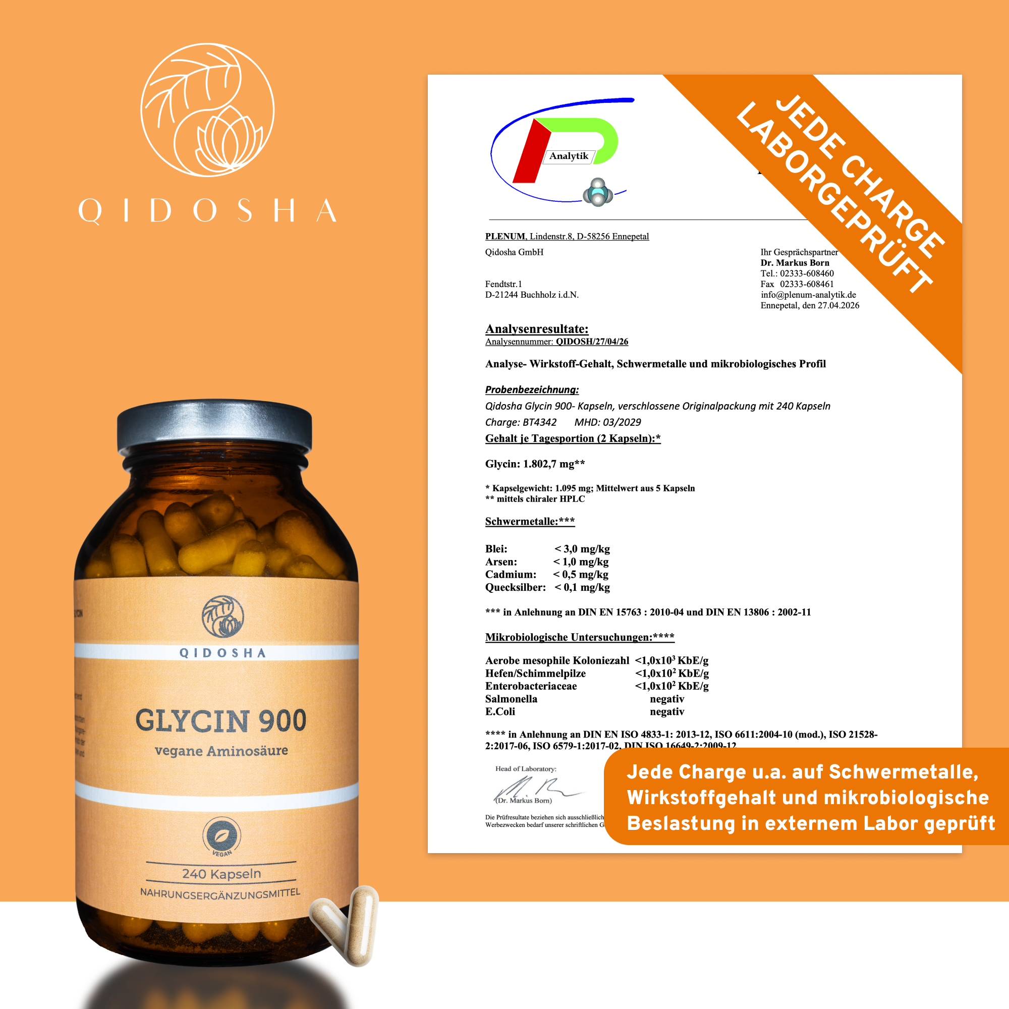 Glycin 900 - 240 Kapseln - laborgeprüft