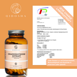 Grapefruitkernextrakt von QIDOSHA: 180 Kapseln im Braunglas, 98% Naringin, laborgeprüft, ohne Füll- oder Zusatzstoffe, Premiumqualität, nachhaltige Verpackung.