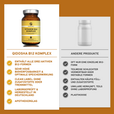 Vitamin B12 Komplex Tabletten im Apothekerglas, enthält alle drei aktiven B12-Formen, hohe Bioverfügbarkeit, laborgeprüft, ohne Zusatzstoffe, hergestellt in Deutschland.