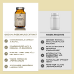 Rosenwurz (Rhodiola Rosea) Extrakt Kapseln in braunem Apothekerglas, 500 mg, vegan, laborgeprüft, ohne Füllstoffe, Premium-Qualität, garantiertes Wirkstoffverhältnis.
