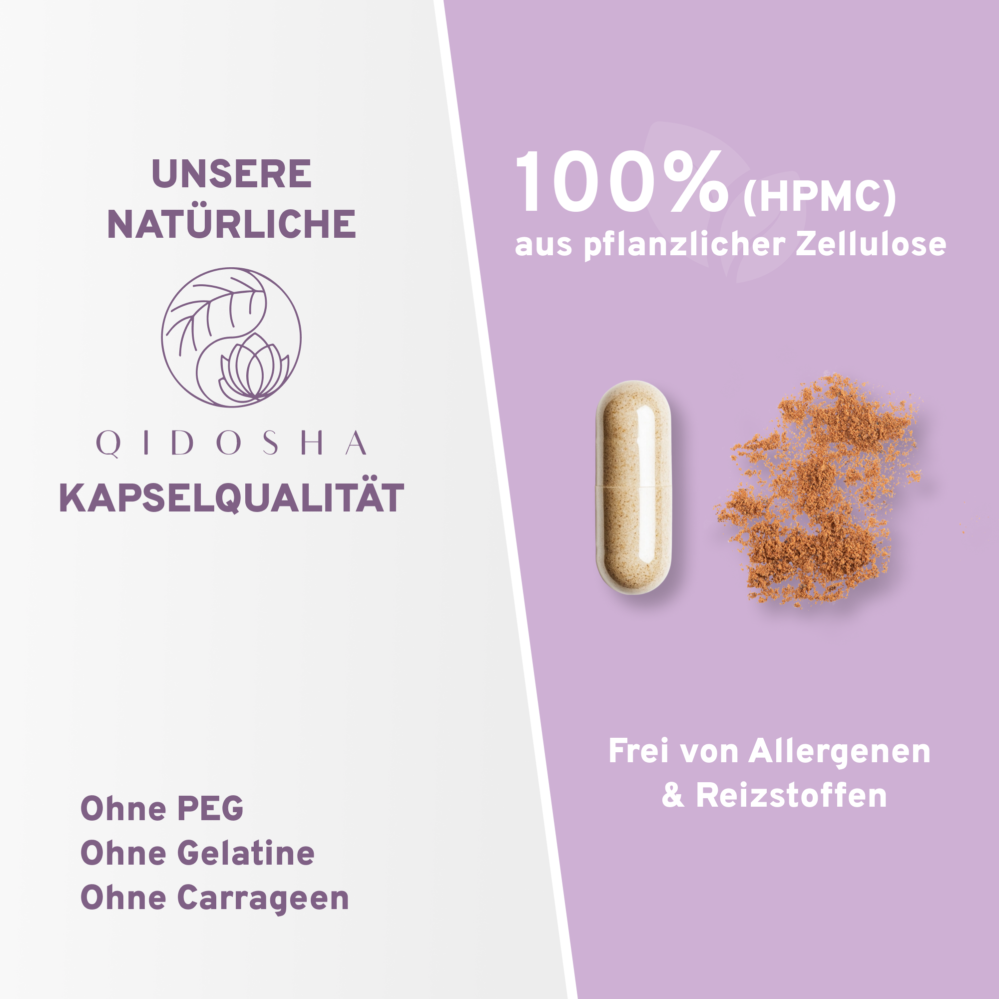 QIDOSHA Cistus Incanus Extrakt Kapseln, vegane HPMC-Kapseln mit Premium-Zistrosenextrakt, laborgeprüfte Qualität, 100% ohne Füllstoffe, liefert 200 mg Polyphenole pro Tagesdosis.