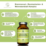 Brennnessel, Rosskastanie, Weinrebenblatt plus Kupfer & Mangan - Premium, laborgeprüftes Nahrungsergänzungsmittel in Glas, ohne Zusatzstoffe, True Clean Label, vegan, 120 Kapseln.