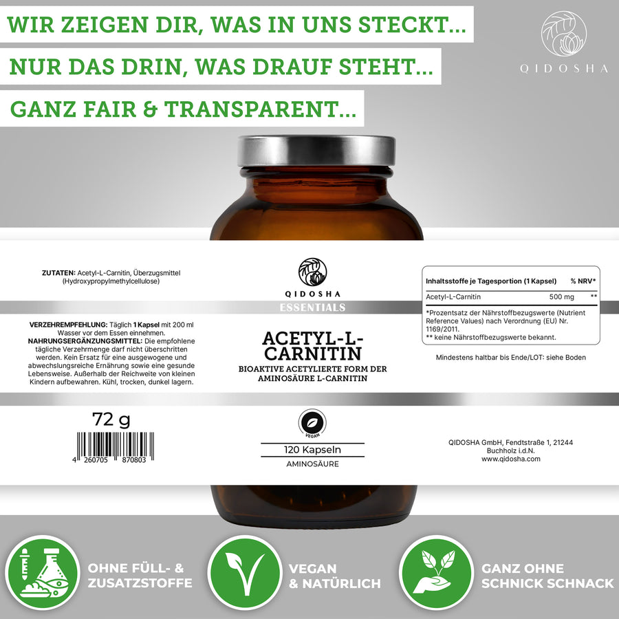 L-Carnitine acetylated (bioactive) in a glass