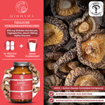 QIDOSHA AHCC® Alpha-Glucane aus Shiitake, Premium-Nahrungsergänzungsmittel, 90 laborgeprüfte Kapseln. Enthält 150 mg Alpha-Glucane pro Portion, ohne Füll- oder Zusatzstoffe.