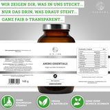 QIDOSHA Essentials – Master Aminosäuren Komplex plus Vitamin B6, vegan, 180 Kapseln, fermentiert aus Mais, ohne Magnesiumstearat, laborgeprüfte Premium-Qualität für optimale Proteinsynthese.