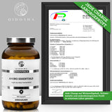 QIDOSHA ESSENTIALS – Amino Essentials: Premium-Glas mit veganen Kapseln, laborgeprüfter Master Aminosäuren Komplex plus Vitamin B6, frei von Füllstoffen, für optimale Proteinsynthese.