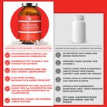 Qidosha Glucosamin & Chondroitin plus Vitamin C: Premium-Kapseln, glasverpackt, hohe Dosierung, laborgeprüfte Qualität, nachhaltig. Enthält Glucosamin, Chondroitin und Hagebuttenextrakt für Knorpelfunktion.