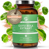 Gotu Kola Extrakt: Premium, laborgeprüfte Qualität, 120 vegane Kapseln, ohne Füllstoffe, nachhaltige Glasverpackung, hoher Wirkstoffgehalt, in Deutschland hergestellt.