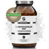 L-Tryptophan im Glas: Premium, laborgeprüftes, pflanzliches Supplement von QIDOSHA mit 240 veganen Kapseln, ohne Füllstoffe, hergestellt in Deutschland. True Clean Label.