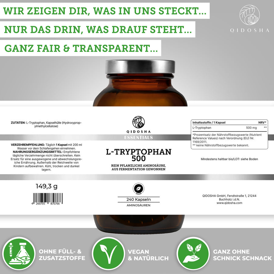 L-Tryptophan in a glass