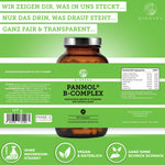 Vitamin B Komplex bioaktiv auf Quinoa-Basis, 180 vegane Kapseln, Premium-Qualität, ohne Zusatzstoffe, laborgeprüft, von QIDOSHA, im nachhaltigen Apothekerglas.