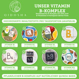 Vitamin B Komplex bioaktiv auf Quinoa-Basis, enthält alle B-Vitamine in hoher Dosis, pflanzlich und ohne Zusatzstoffe. Premium-Qualität, vegan, laborgeprüft, in nachhaltigem Glas verpackt.