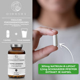 Acide R-alpha lipoïque à partir de R-lipoate de sodium et pipérine