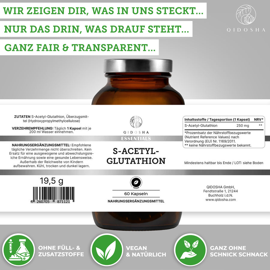 Buy S-Acetyl-Glutathione capsules in bioactive form with 250mg/capsule online QIDOSHA Buy S-Acetyl-Glutathione capsules in bioactive form with 250mg/capsule online QIDOSHA